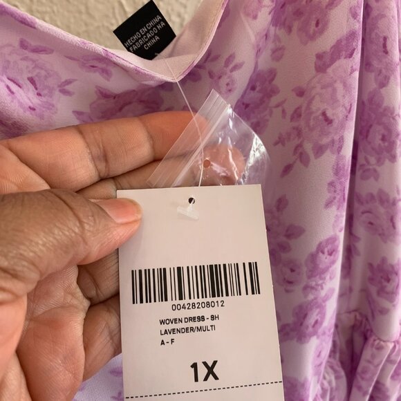Lavender Floral Tiered Woven Dress – 1X (NWT) - Picture 3 of 3